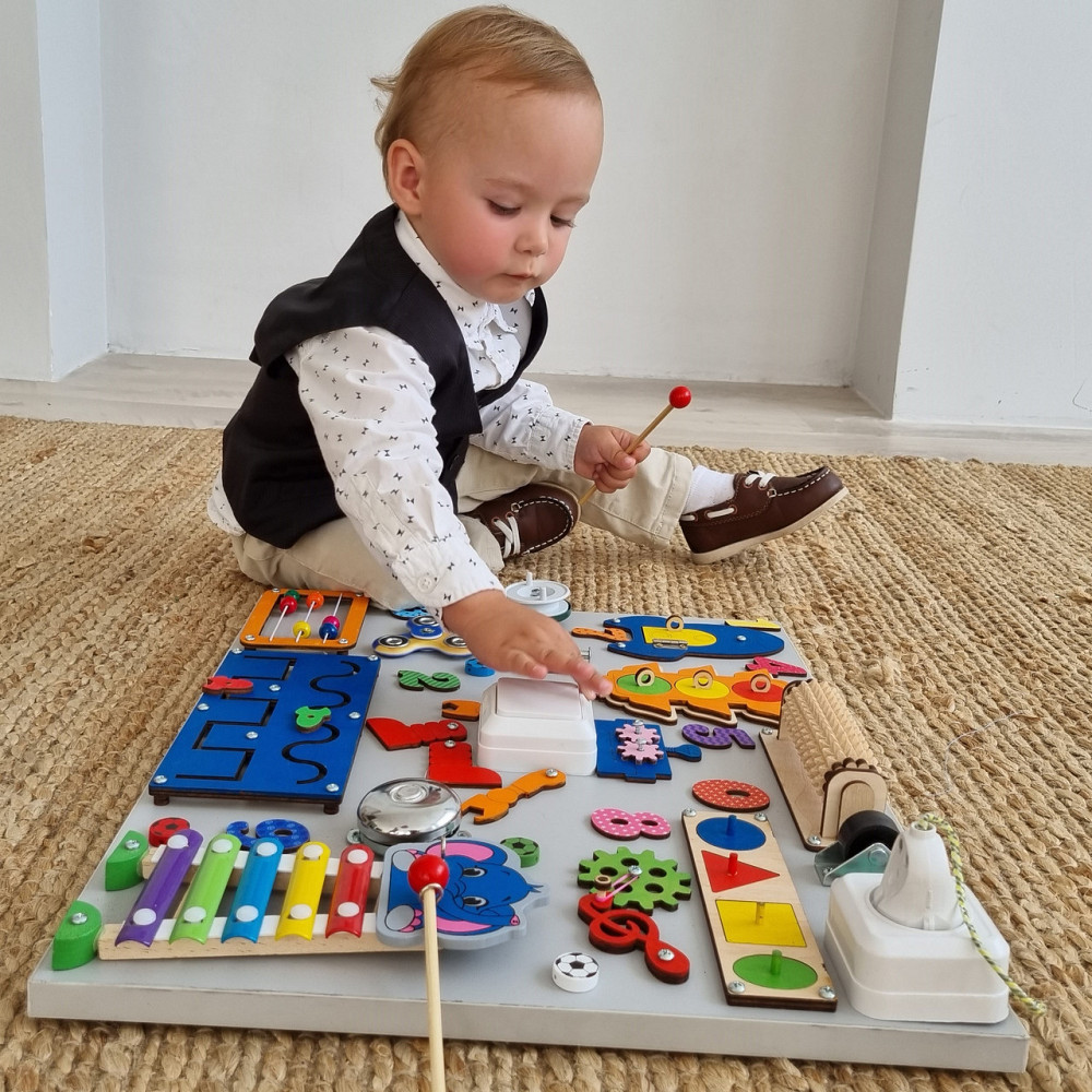 Бізіборд Розвивальна дошка 40х50 Розвивальна дошка для дітей Іграшки від 6 місяців для розвитку дрібної моторики Тернопіль - фото 2