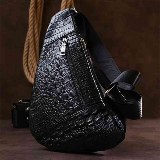 Мужская сумка из натуральной кожи через плечо Черный (Vintage) Киев