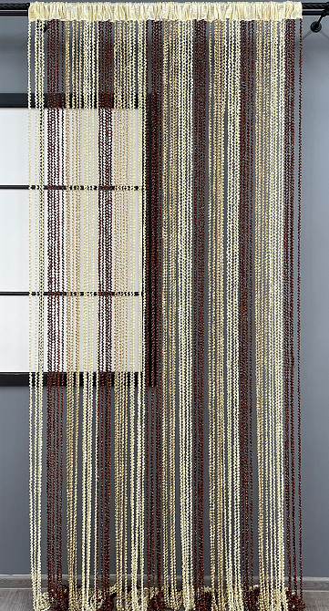 Шторы-нити спираль с люрексом Бежевый с коричневым 300х300см 1 шт (61-074) Киев - изображение 3