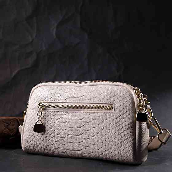 Невелика прямокутна сумка на два відділення з натуральної шкіри Vintage 22357 Біла Київ