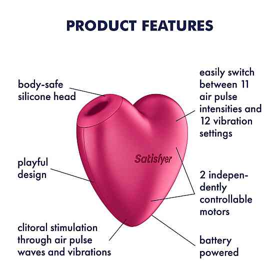 Вакуумний стимулятор-серце з вібрацією Satisfyer Cutie Heart Battery Series Sex Aura Київ