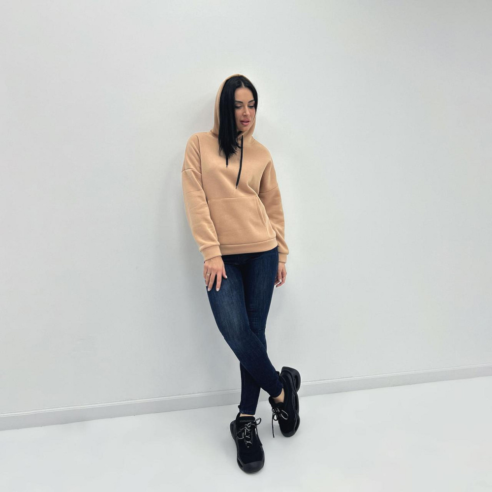 Однотонный батник с капюшоном 