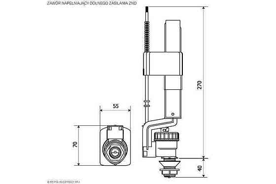Клапан наповнення нижньої подачі пластик 1/2 KK POL (Польща) Харків