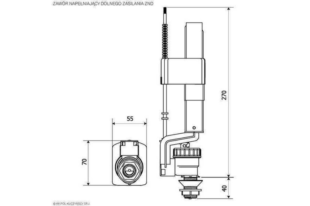 Клапан наполнения нижней подачи пластик 1/2 KK POL (Польша) Харьков - изображение 2