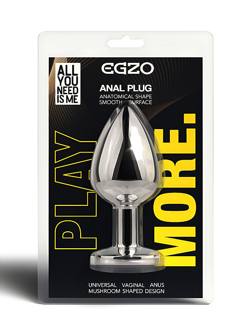 Анальна пробка з кристалом EGZO - Silver Round Plug Marine size S Sex Aura Київ - фото 5