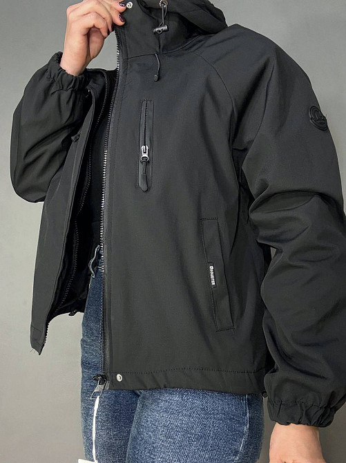 Куртка женская YZY 30128 ветровка оверсайз с капюшоном на подкладке one size, черный, one size Киев - изображение 10