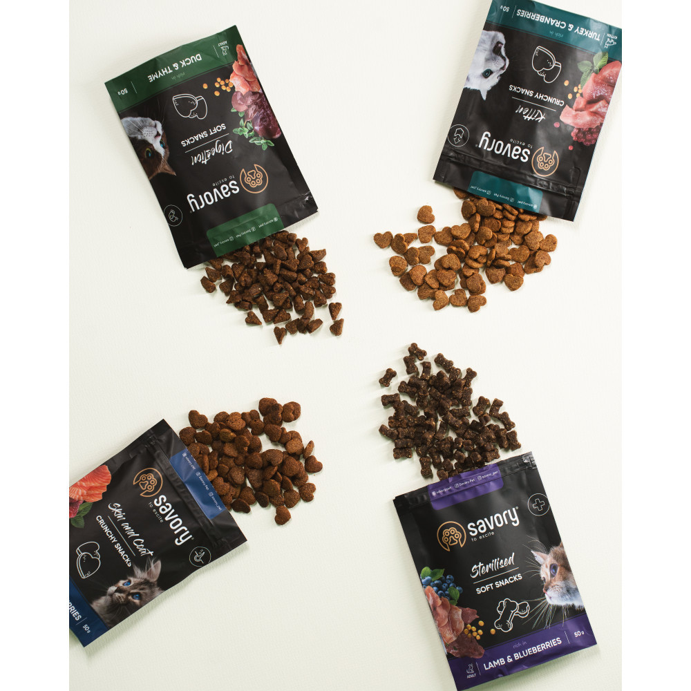 Мягкие лакомства Savory для улучшения пищеварения кошек, утка с тимьяном, 50 г Винница - изображение 5