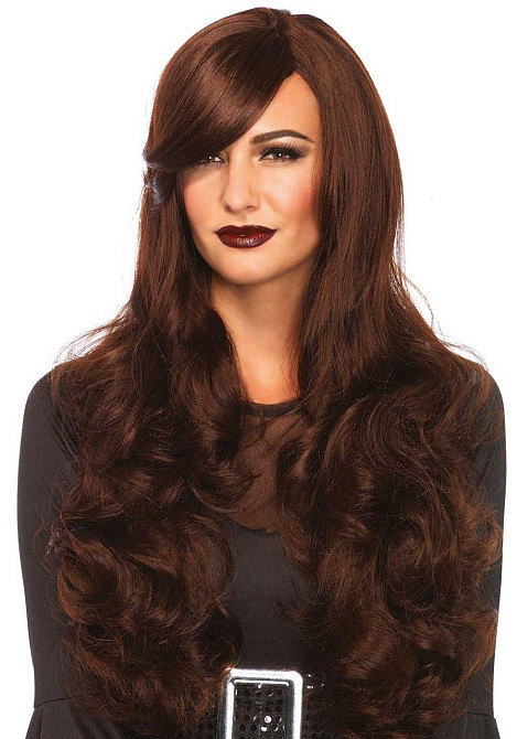 Хвиляста перука з косим чубчиком Leg Avenue Long Wavy Wig 68 см, коричнева Sex Aura Київ - фото 1