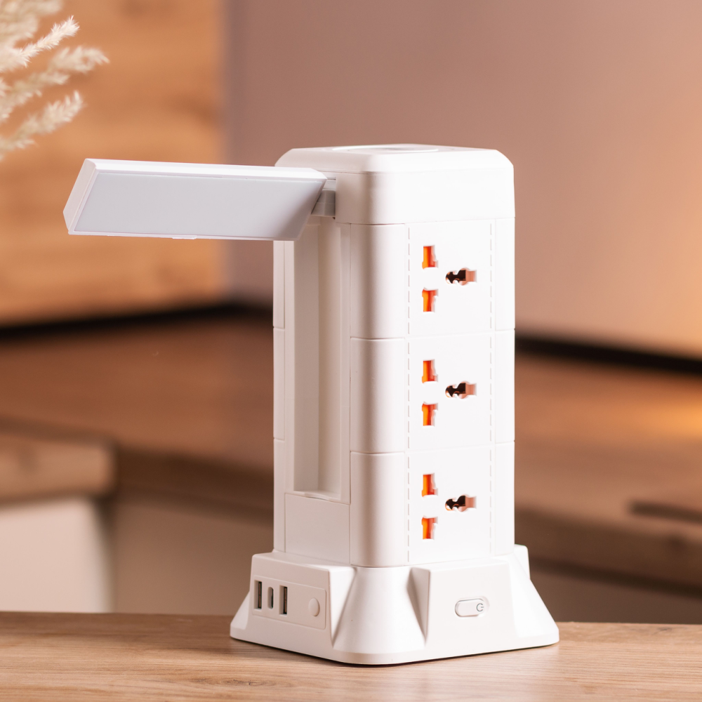 Мережевий фільтр подовжувач 4.8 м з лампою на 9 універсальних розеток з 2 USB, 1 Type-C, бездротова зарядка HP-5-7MF Коломия - фото 3