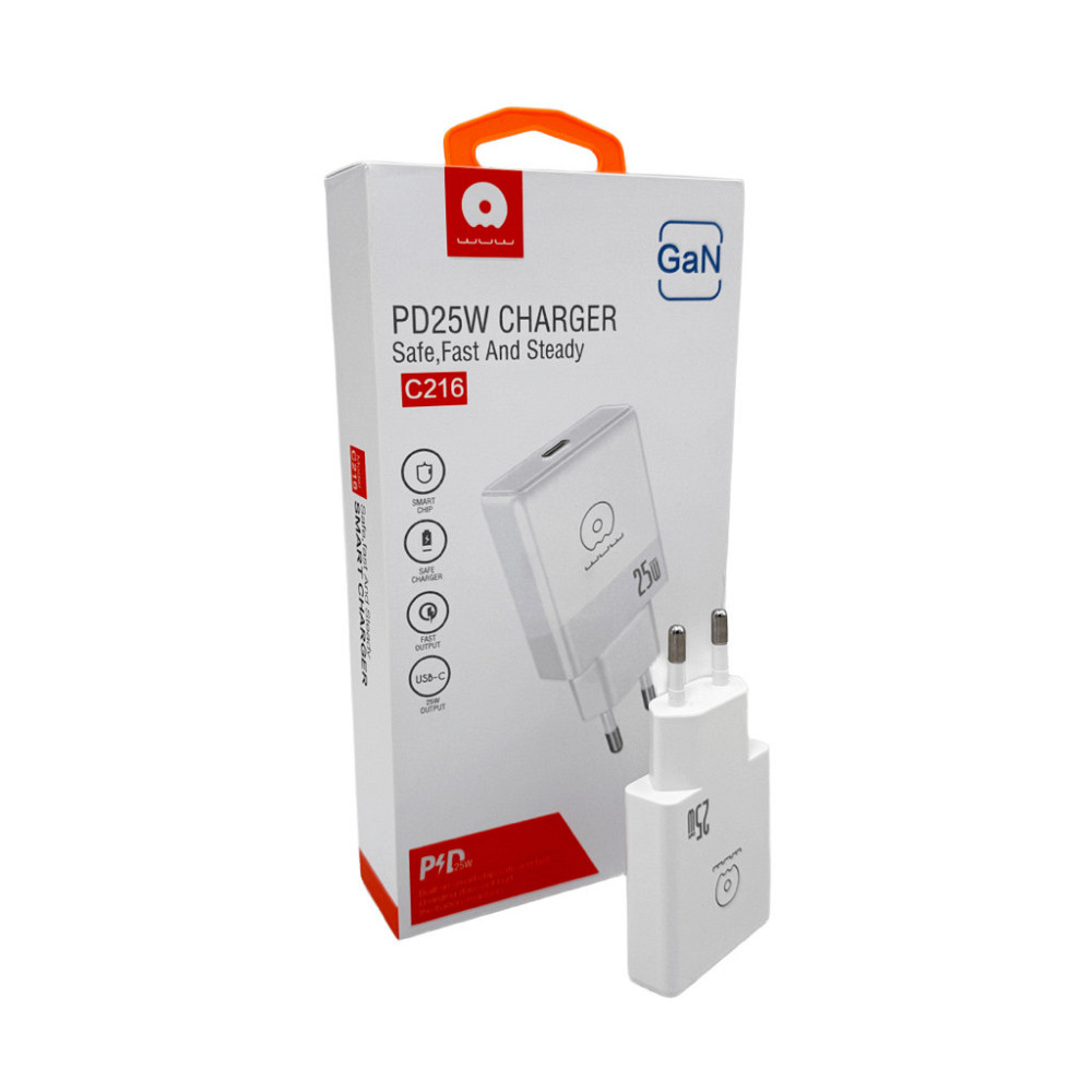 Мережевий зарядний пристрій WUW-C216 25W Gan ChargerUSB C white Одеса - фото 3