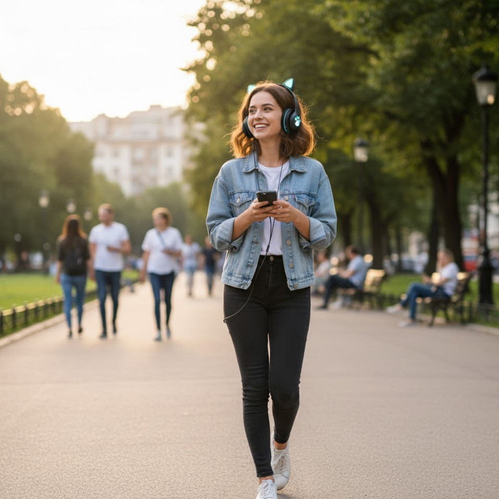 Бездротові навушники з котячими вушками, VZV-23M, Чорні / Дитячі Bluetooth навушники з мікрофоном Київ - фото 9