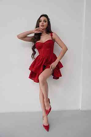 Женское романтическое праздничное платье мини люрекс диско Красный, 42 Одесса