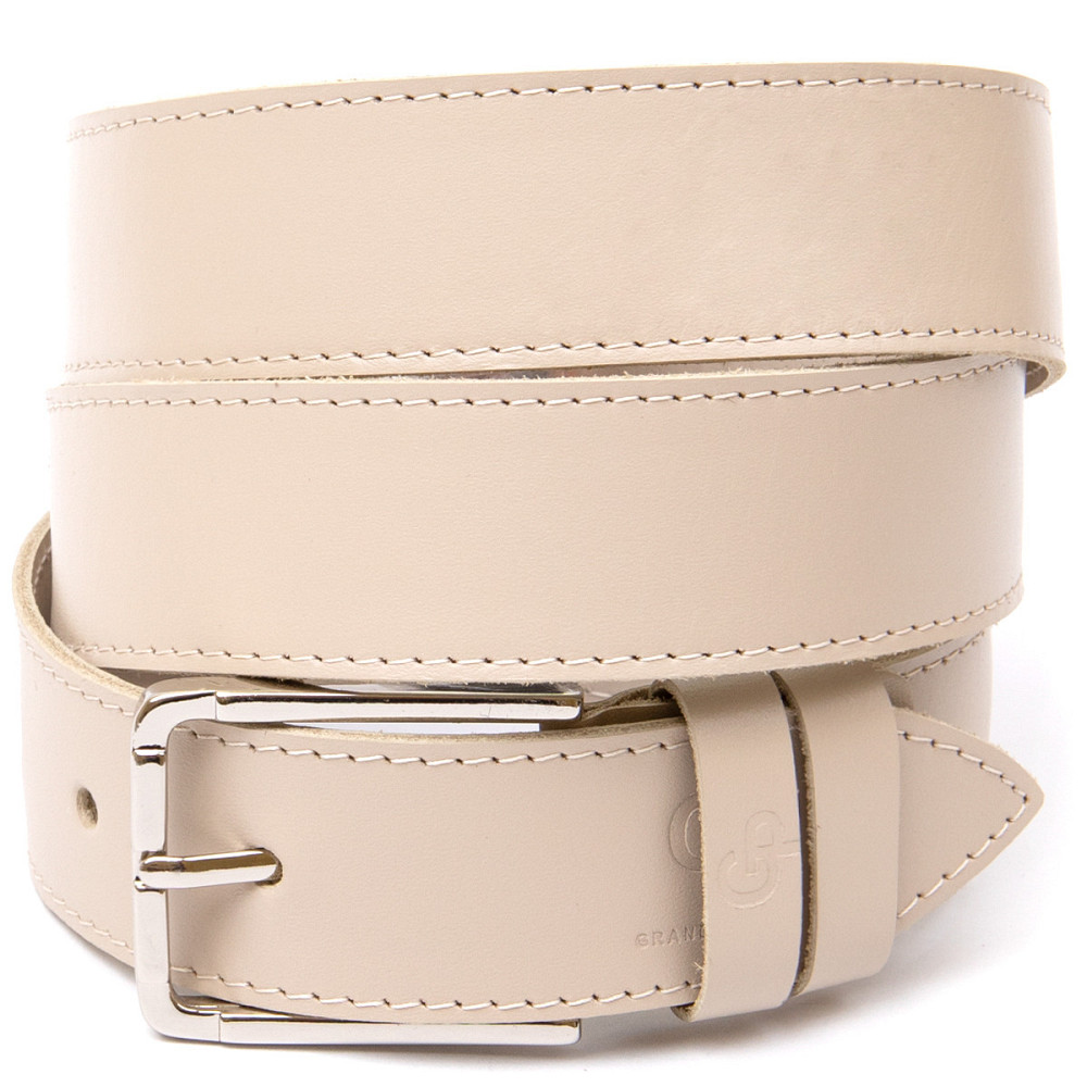 Шкіряний ремінь унісекс GRANDE PELLE 11450 Бежевий Київ - фото 8
