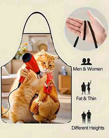 Фартух з приколом Петух з котом 80 на 60 см різнобарвний Київ