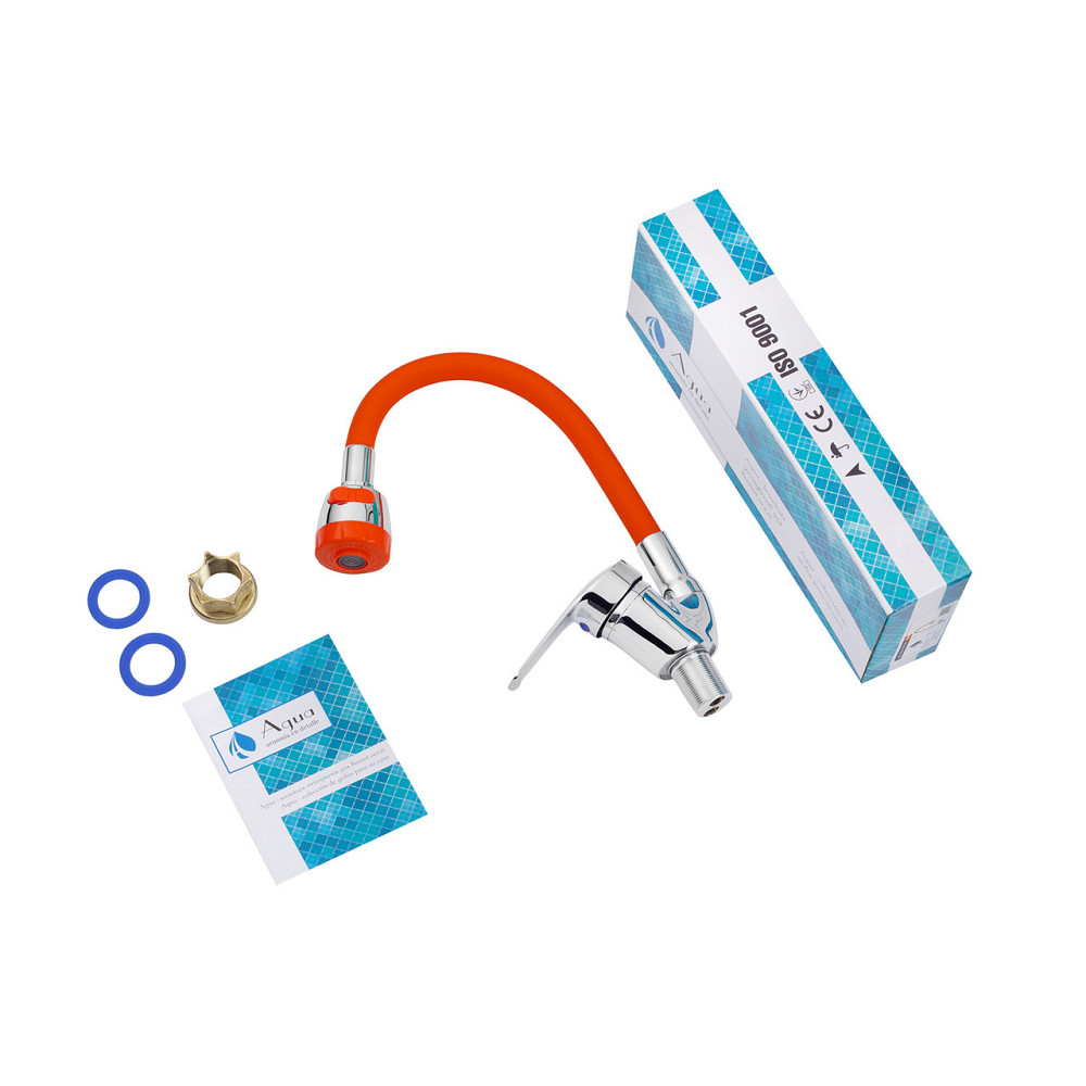 Смеситель для кухни Agua Sevilla гибкий излив - C039ROJ хром/красный Киев - изображение 6