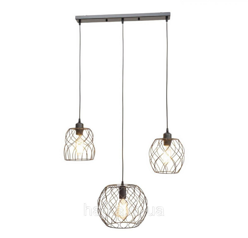 Підвісний світильник на три плафони VALESO TY403-3 Лофт чорний E27 Київ - фото 2