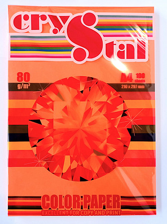 Папір кольоровий "CRYSTAL COLOR PAPER" А4 80 г/м (100 арк.) інт. Saffron 240 (помаранчевий), шт Київ - фото 1