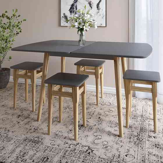 Деревянный раскладной обеденный стол LION Маями-3 Антрацит 90х60/90х120 (LION-041261) ТОП Днепр