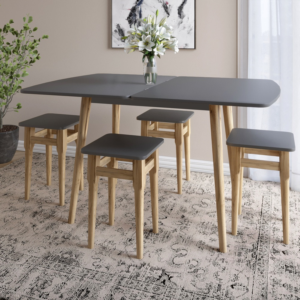 Деревянный раскладной обеденный стол LION Маями-3 Антрацит 90х60/90х120 (LION-041261) ТОП Днепр - изображение 1