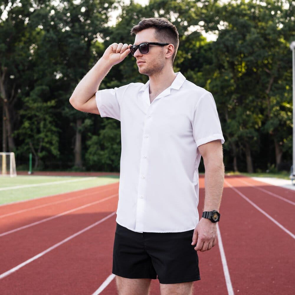 Мужская рубашка c коротким рукавом белая Pobedov Dejavu Киев - изображение 3