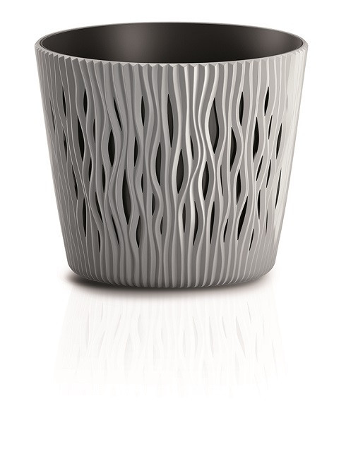 Горшок с кашпо для растений 2в1 PROSPERPLAST SANDY ROUND 1.7 л серый Киев - изображение 2
