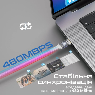 Дата кабель USB-C to USB-C lucidline-cc200.white Promate (lucidline-cc200.white) Вінниця - фото 4