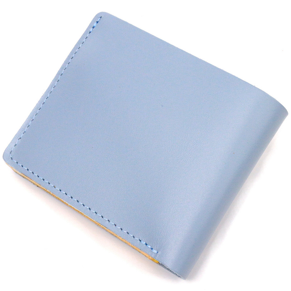 Оригінальне шкіряне портмоне у два додавання комбі двох кольорів Серце GRANDE PELLE 16732 Жовто-блакитне Київ - фото 9