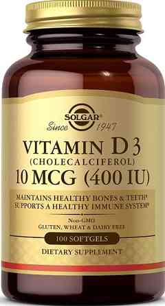 Витамин холекальциферол Д3 Solgar Vitamin D3 10 мкг 400 МЕ 100 гел капс Киев