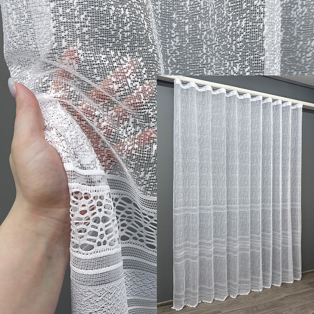 Тюль VR-Textil 1549т Bari Жаккард Белый 300х270 см (42-0461) Киев - изображение 1