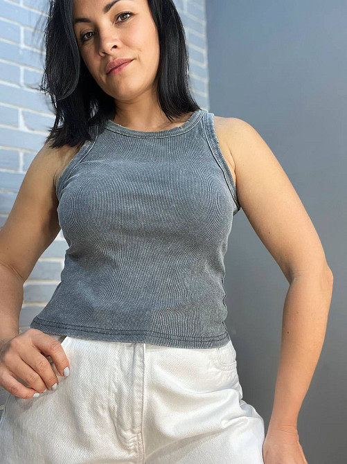 Майка жіноча YI FANG 501-2733 варена рубчик порізані шви one size, сірий, one size Київ - фото 6