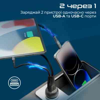 Зарядное устройство Promate drivegear-pd33 USB-C PD33W + USB-A QC3.0 Black (drivegear-pd33) Винница