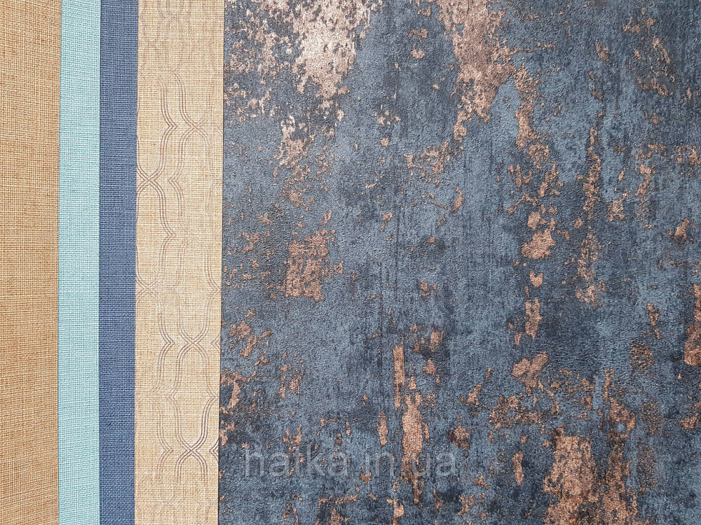 Шпалери вініл на флізеліні Erismann Casual Chic 1.06х10 під штукатурку під бетон чорно сині з бронзою 10273-44 Київ - фото 2