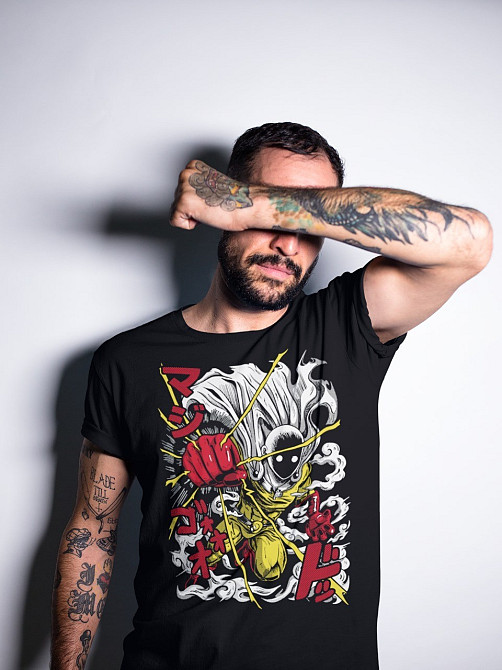 Футболка для хлопчика з аніме принтом Саітама Оне Пункх Ман оверсайз (зріст від 165 до 180) Чорний AnimeJ0055m Дніпро - фото 2