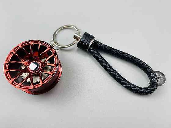 Брелок у вигляді диска колеса червоний, брелок на ключі для водія, брелок металевий на авто ключі Мукачево
