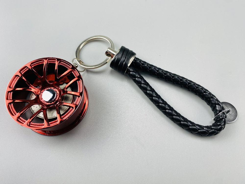 Брелок у вигляді диска колеса червоний, брелок на ключі для водія, брелок металевий на авто ключі Мукачево - фото 1