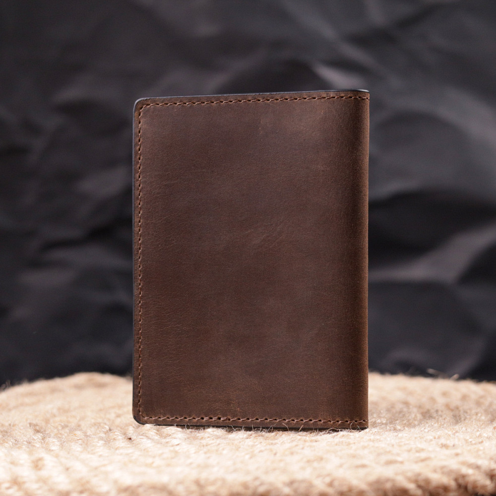 Надежная обложка из винтажной кожи на военный билет Тризуб ЗСУ GRANDE PELLE 16752 Коричневая Киев - изображение 7