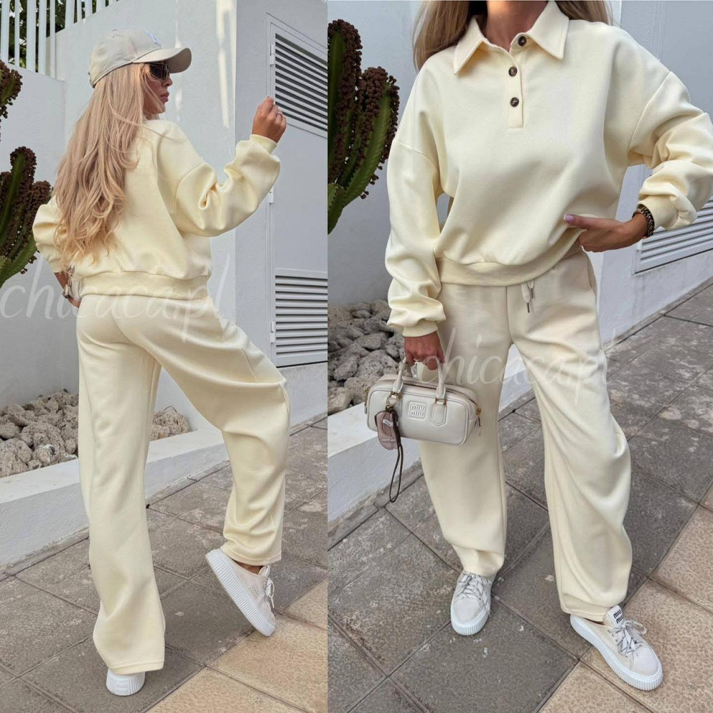 Женский стильный повседневный костюм из жатки  турецкая двухнить Лимонный, 46/48 Одесса - изображение 2