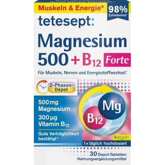 Витамины магний 500+В12 Депо таблетки tetesept 30 шт, 42,8 г (Германия) tetesept Magnesium 500 + B12 Depot Tab Киев