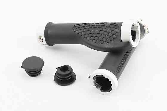 Ручки керма 130мм з затискачем Lock-On з двох сторін, ергономічні, чорно-білі Київ