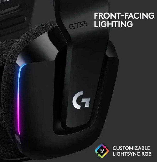 Наушники с микрофоном Logitech G733 Lightspeed Wireless RGB Black. Киев - изображение 3