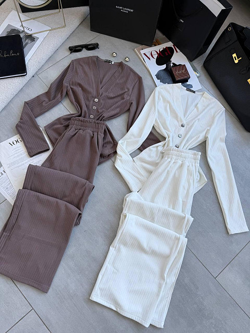 Женский базовый костюм двойка: боди и брюки из ангоры рубчик Молочный, 48/50 Одесса - изображение 4