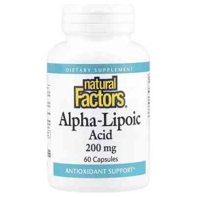 Витаминно-минеральный комплекс Natural Factors Альфа-липоевая кислота, 200 мг, Alpha-Lipoic Acid, 60 капсул (NFS-02098) Вінниця