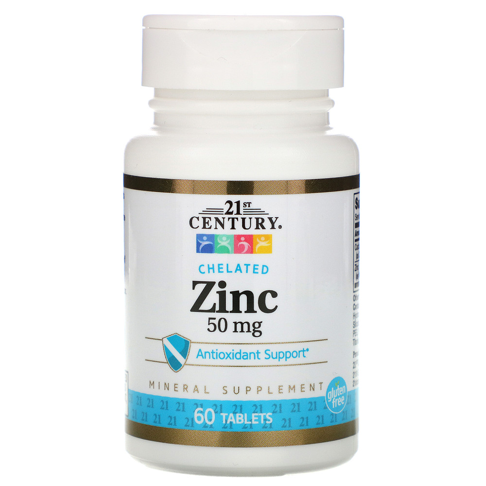 Цинк 21st Century Chelated Zinc 50 mg 60 Tablets Луцк - изображение 1