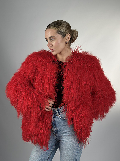 Шуба жіноча з лами Червоний 50/52 Харків - фото 4