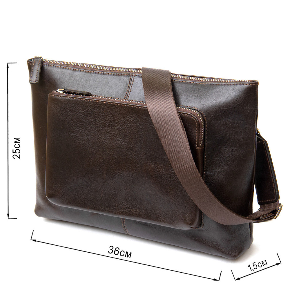 Кожаная мужская прямоугольная сумка для ноутбука Коричневый (GRANDE PELLE) Киев - изображение 7