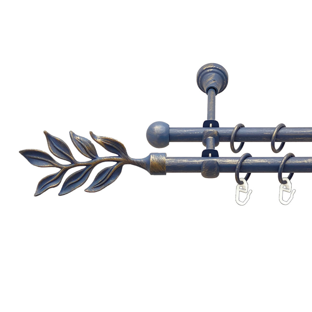 Карниз Orvit Лавр металевий дворядний відкритий Блакить Золота 16\16 мм 300 см (00-00015648) Львов - изображение 1