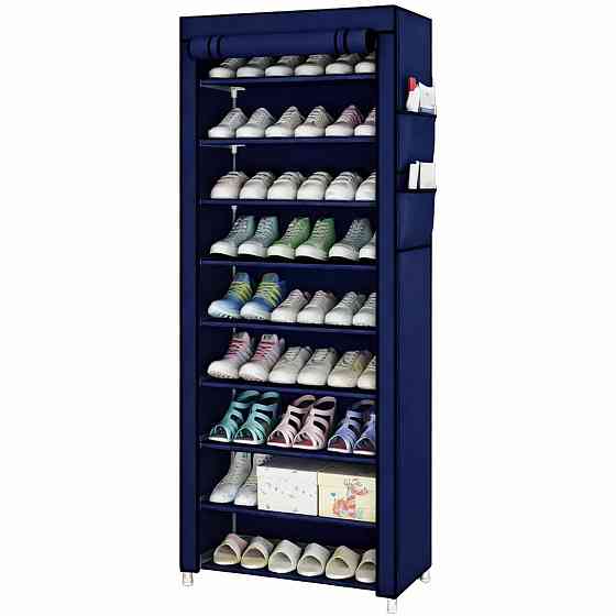 Шафа тканинна з полицями для одягу та взуття (58x30x158 см) Blue NA-89 Львів