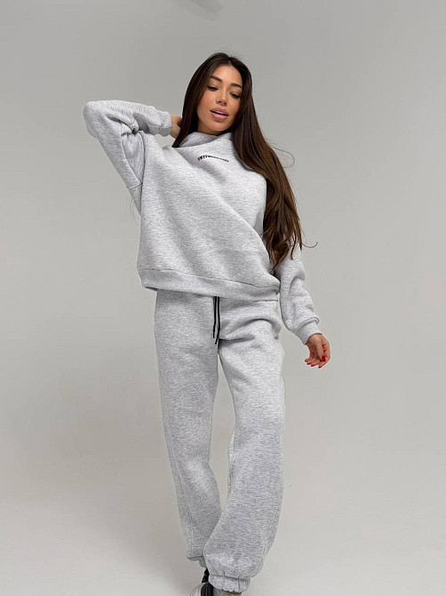 Жіночий стильний спортивний костюм-двійка: худі + штани, тринитка Пен'є на флісі турція Меланж, 42/44 Одеса - фото 1