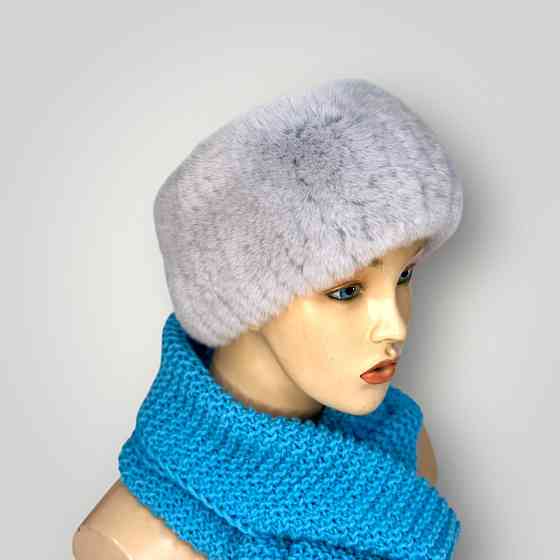Меховая повязка на голову женская из кролика Rex Серый Харьков