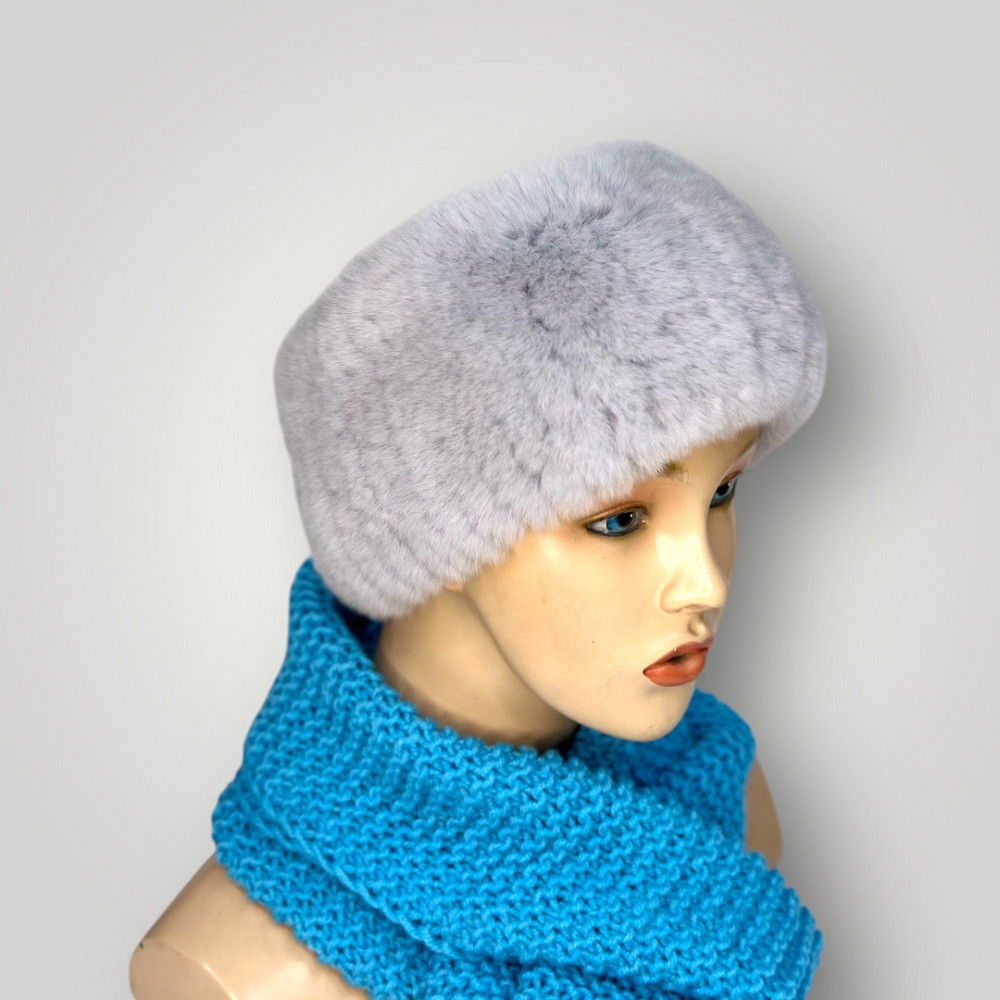 Меховая повязка на голову женская из кролика Rex Серый Харьков - изображение 2
